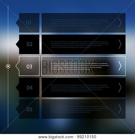 Step progress options banners on defocused background