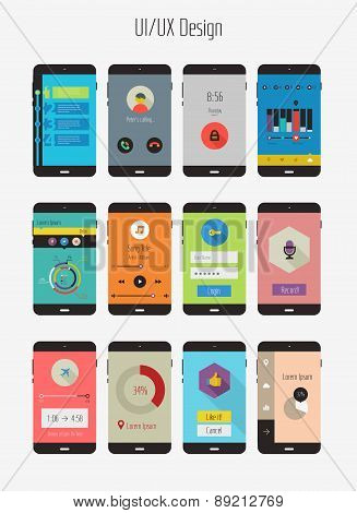 Flat Ui or UX mobile apps kit