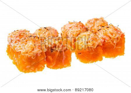 Hot crab rolls sushi