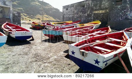 Colorful Wooden Fishing Boats