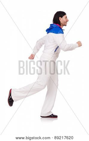 A man in white sportswear isolated on white