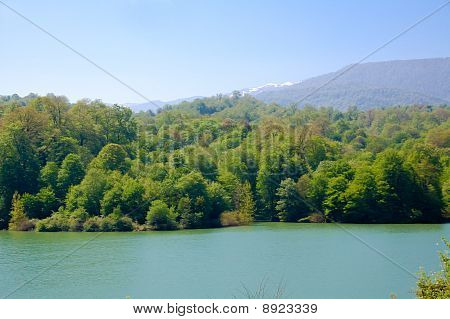 Summer sun on the tropical lake