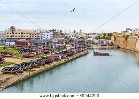 EL JADIDA, MOROCCO, APRIL 5, 2015: the old port in a historic city on the Atlantic coast of Morocco, in the province of El Jadida. 