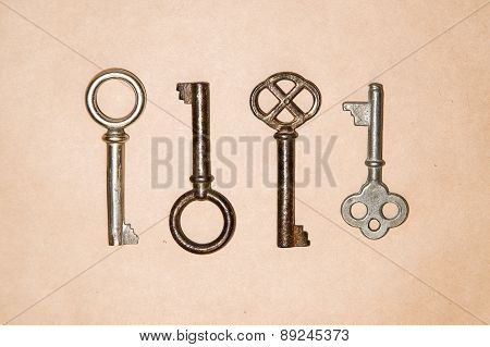 A Lot Vintage Keys From The Locks On Craft Paper