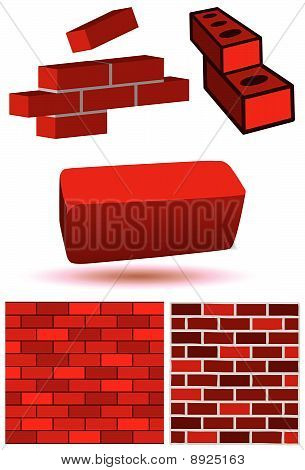 Set de ilustración de vector ladrillo y pared.
