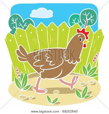Children vector illustration of funny  chicken