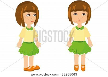 Brown haired girl front and side