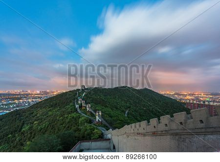 greatwall in the night, beijing china.
