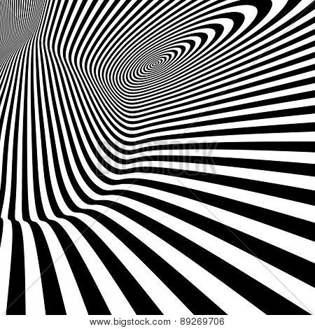 Pattern with optical illusion. Black and white background. Vector illustration.