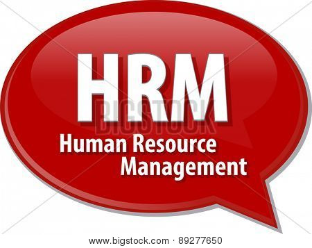 word speech bubble illustration of business acronym term HRM Human Resource Management vector