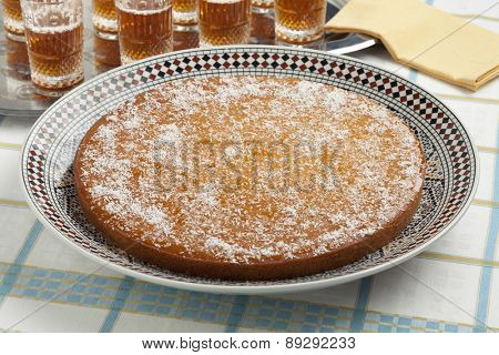  Fresh baked Moroccan Yogurt Cake and tea for visitors