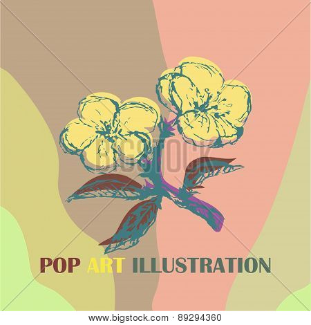 Illustration with stylization apple twig