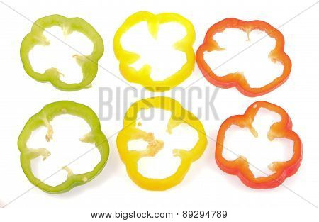 Slice Bell Pepper Isolated On White Background