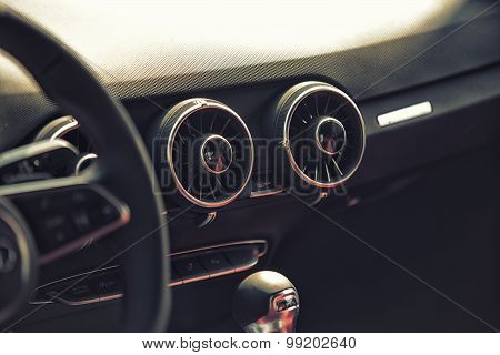 Sleza, Poland, August 15, 2015: Close Up On Audi Cockpit And Wheel On  Motorclassic Show On August 1