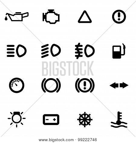 Vector Black Car Dashboard Icon Set