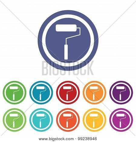 Paint roller signs colored set