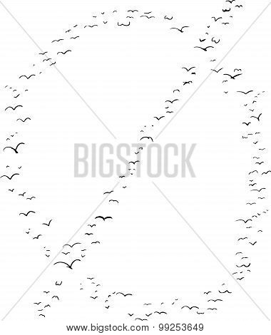 Bird Formation In Minuscule O