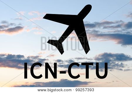 Airplane icon and inscription Icn-Ctu