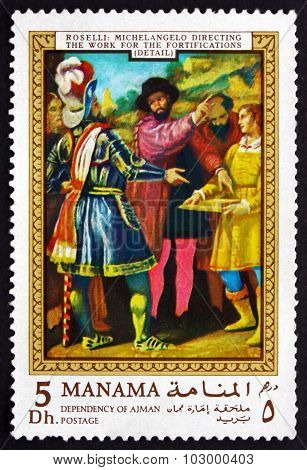 Postage Stamp Manama 1970 Michelangelo Directing The Work