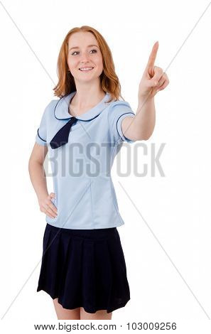 Schoolgirl isolated on the white