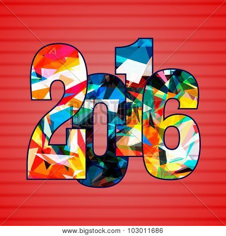 Happy New Year 2016. Decorative vintage ornamental geometric inscription. For calendar, invitation,