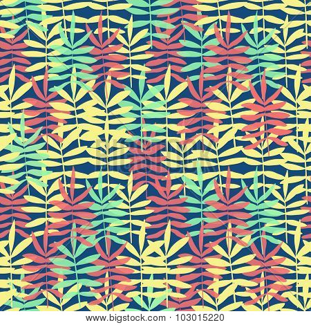 Colorful texture with hand drawn leaves