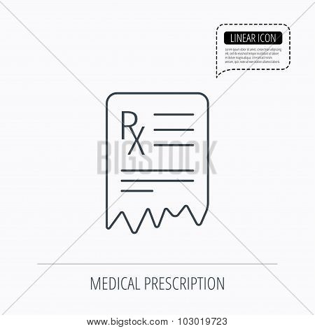 Medical prescription icon. Health document sign.