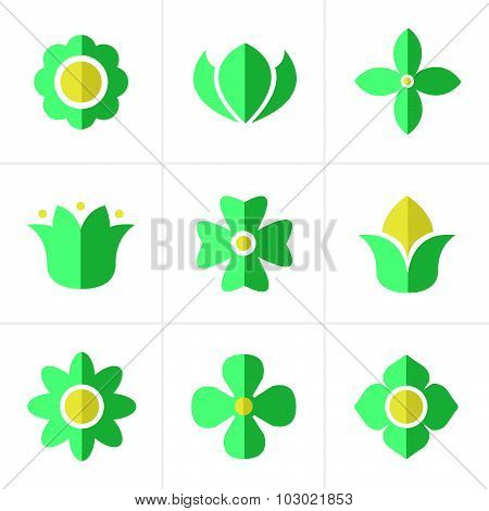 Flat Icon  Flower Icons Set, Vector Design