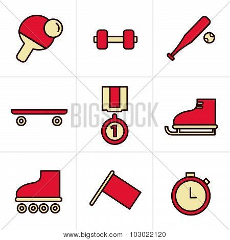 Icons Style Icons Style  Set Of Monochromatic Simple Sports Icons