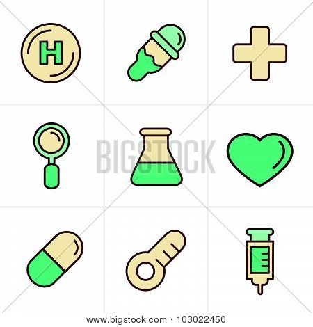 Icons Style  Medical Icons Set, Vector Design