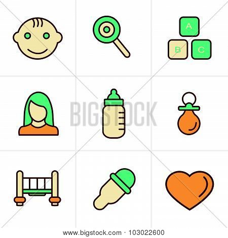 Icons Style  Baby  Icons Set, Vector Design