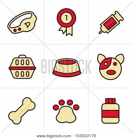 Icons Style Dog Icons Set, Vector Design