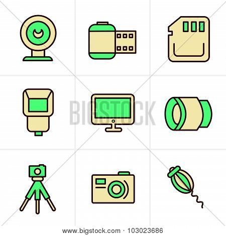 Icons Style  Photography Icons Set, Vector Design