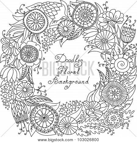 vector black and white floral frame pattern