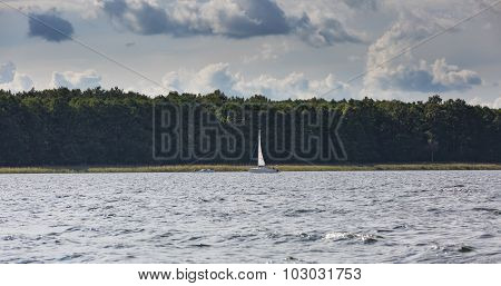 Lake Landscape With Yachts