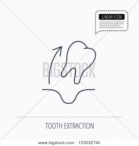 Tooth extraction icon. Dental paradontosis sign.