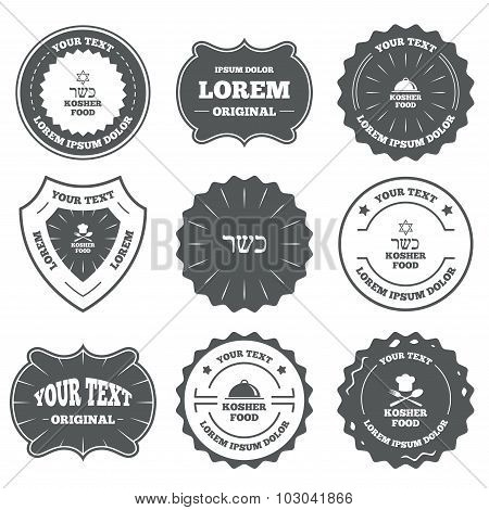 Kosher food product icons. Natural meal symbol.