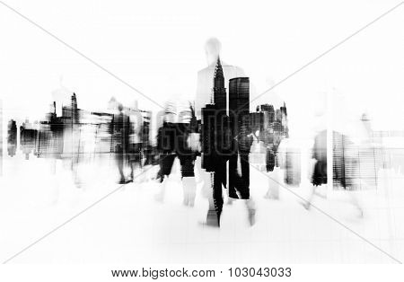 Business People Walking on a City Scape Concept