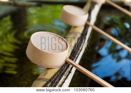 Traditional bamboo water scoop