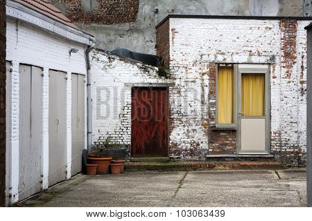 Garages In A Residential District Of A City
