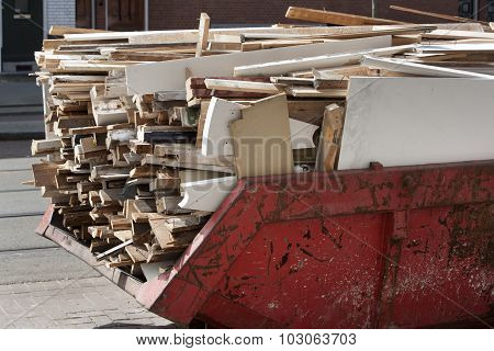 Skip Loaded With Old Wood