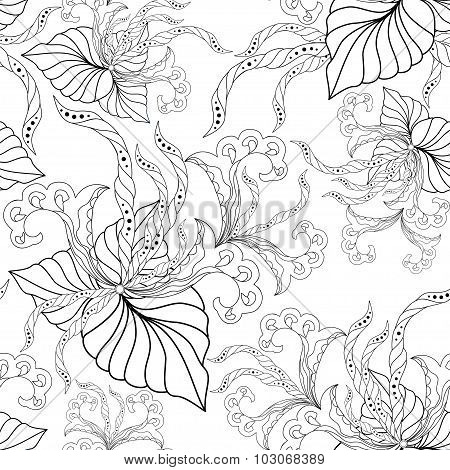 Seamless pattern - abstract flowers