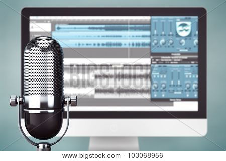 Music Recording Studio Concept. Condencer Microphone