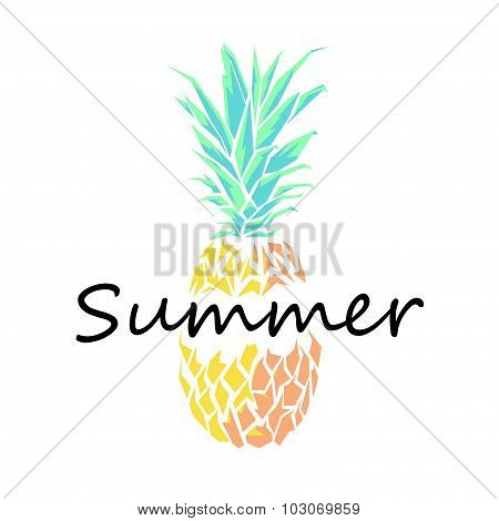 Pineapple Illustration of polygons with the word summer.
