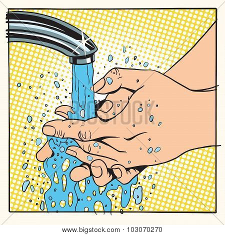 Hand hygiene wash under water