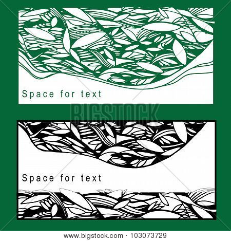 Illustration of set postcard with foliage for poster and invitat