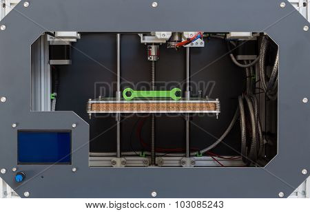 3D Printer With Bright Green Filament