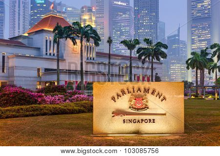 SINGAPORE - SEPTEMBER 9, 2015: Parliament of the Republic of Singapore building. The building dates from 1999.