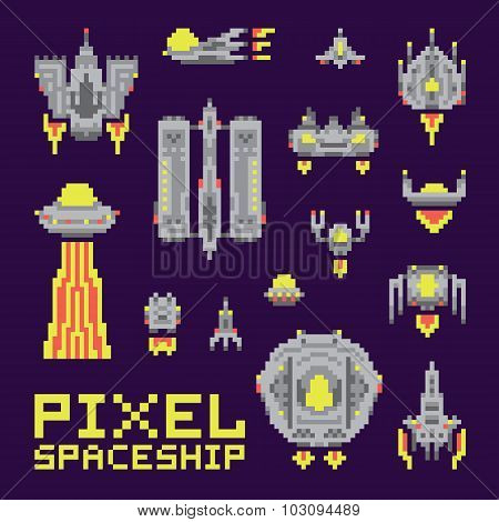 Spaceship isolated vector set