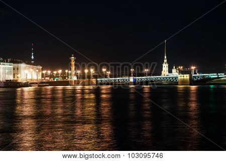 Beautiful night view of Saint-Petersburg, Russia